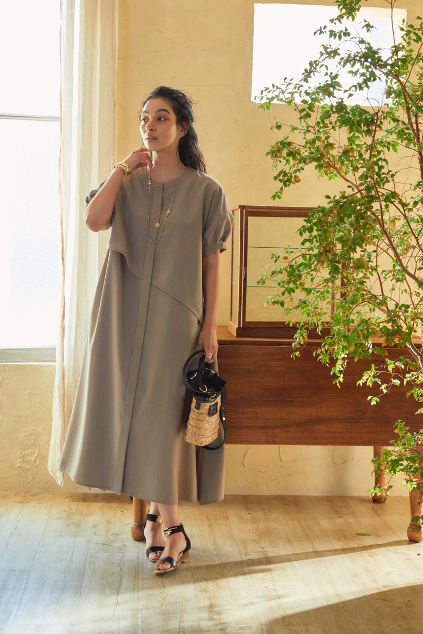 2枚仕立てシャツワンピース新色モカのご紹介OWAUNO | owauno 